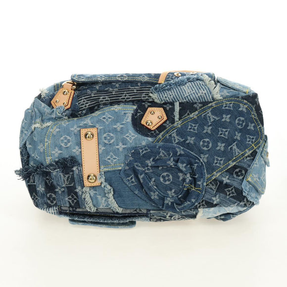 LOUIS VUITTON Monogram Patchwork Denim Bowery Tas Blauw M95376 LV Auth am11889SM