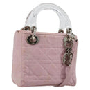Christian Dior Lady Dior Cannage Plastic Handle Bag Nylon 2way Auth am11890A-1