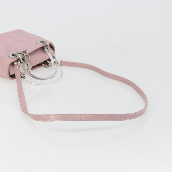 Christian Dior Lady Dior Cannage Plastic Handle Bag Nylon 2way Auth am11890A