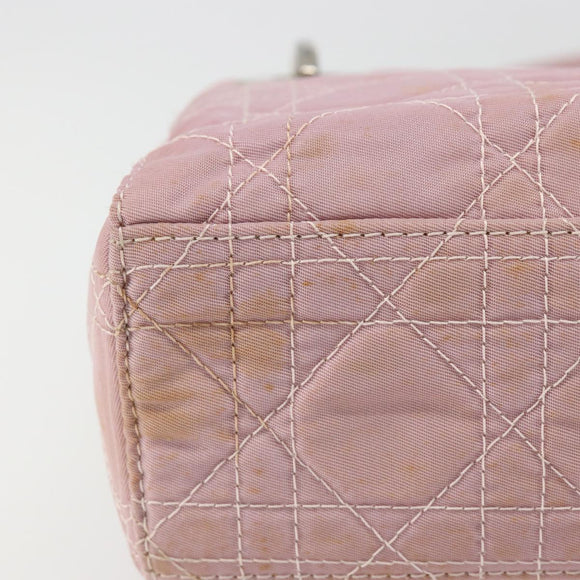 Christian Dior Lady Dior Cannage Plastic Handle Bag Nylon 2way Auth am11890A