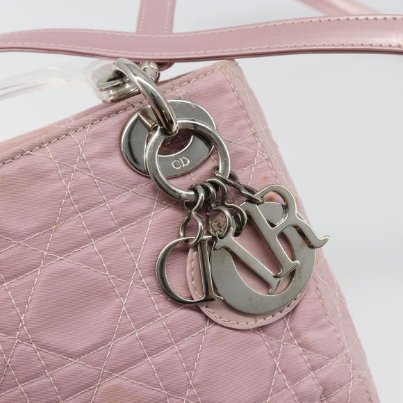 Christian Dior Lady Dior Cannage Plastic Handle Bag Nylon 2way Auth am11890A