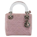 Christian Dior Lady Dior Cannage Plastic Handle Bag Nylon 2way Auth am11890A-2