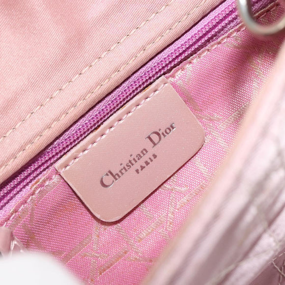 Christian Dior Lady Dior Cannage Plastic Handle Bag Nylon 2way Auth am11890A