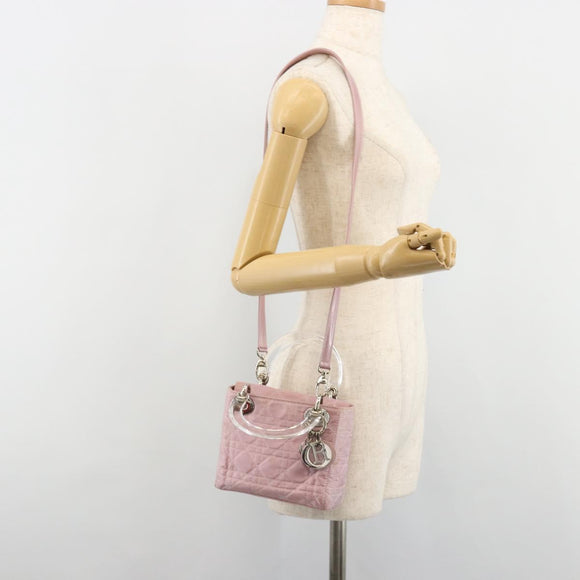 Christian Dior Lady Dior Cannage Plastic Handle Bag Nylon 2way Auth am11890A