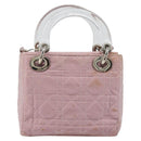 Christian Dior Lady Dior Cannage Plastic Handle Bag Nylon 2way Auth am11890A-3