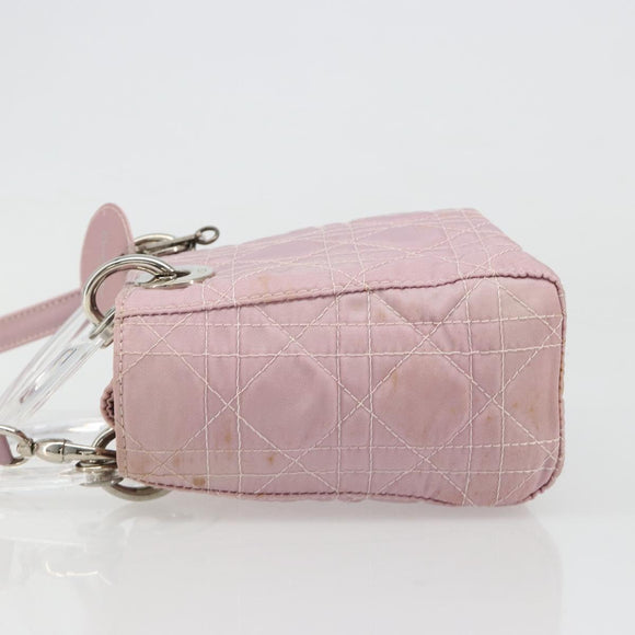 Christian Dior Lady Dior Cannage Plastic Handle Bag Nylon 2way Auth am11890A