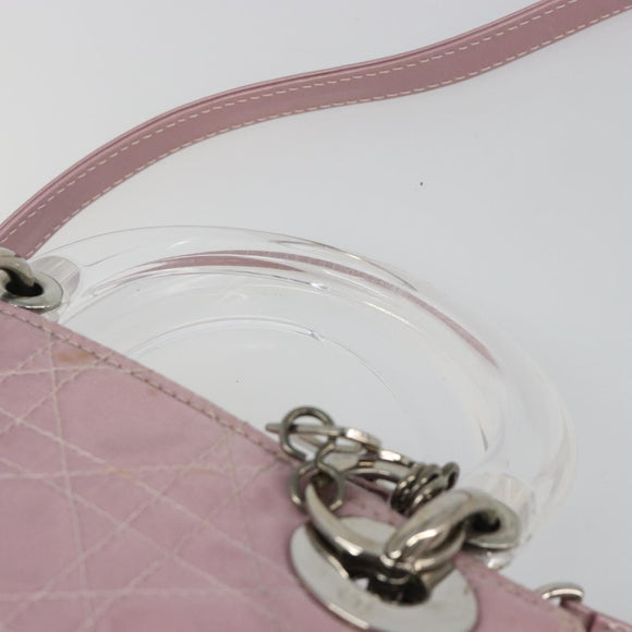 Christian Dior Lady Dior Cannage Plastic Handle Bag Nylon 2way Auth am11890A
