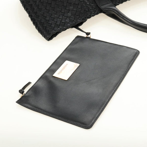 BOTTEGA VENETA INTRECCIATO Cabas PM Hand Bag Leather Black Auth am11891SM