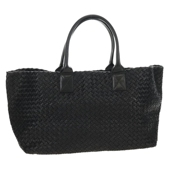 BOTTEGA VENETA INTRECCIATO Cabas PM Hand Bag Leather Black Auth am11891SM