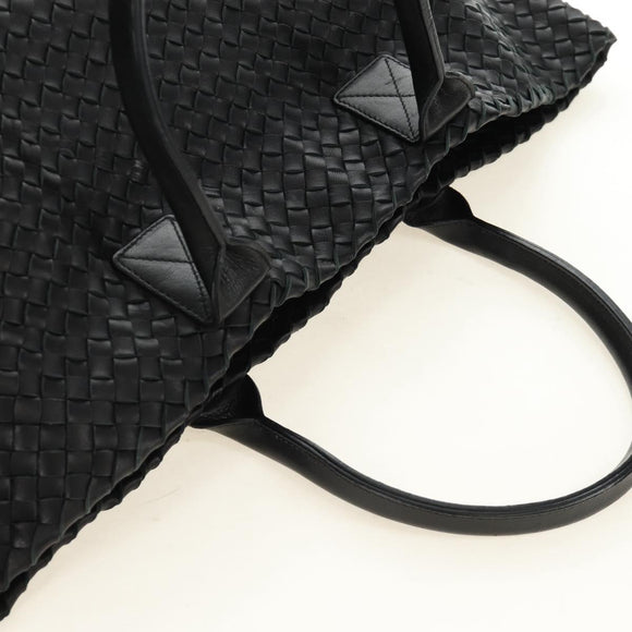 BOTTEGA VENETA INTRECCIATO Cabas PM Hand Bag Leather Black Auth am11891SM