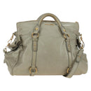 Miu Miu Side Ribbon Hand Bag Leather 2way Gray Gold Auth am11892V-1