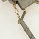 Miu Miu Side Ribbon Hand Bag Leather 2way Gray Gold Auth am11892V-10