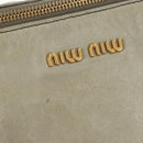 Miu Miu Side Ribbon Hand Bag Leather 2way Gray Gold Auth am11892V-19