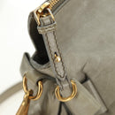 Miu Miu Side Ribbon Hand Bag Leather 2way Gray Gold Auth am11892V-20