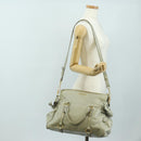 Miu Miu Side Ribbon Hand Bag Leather 2way Gray Gold Auth am11892V-26