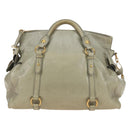 Miu Miu Side Ribbon Hand Bag Leather 2way Gray Gold Auth am11892V-2