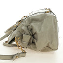 Miu Miu Side Ribbon Hand Bag Leather 2way Gray Gold Auth am11892V-3