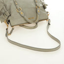 Miu Miu Side Ribbon Hand Bag Leather 2way Gray Gold Auth am11892V-9