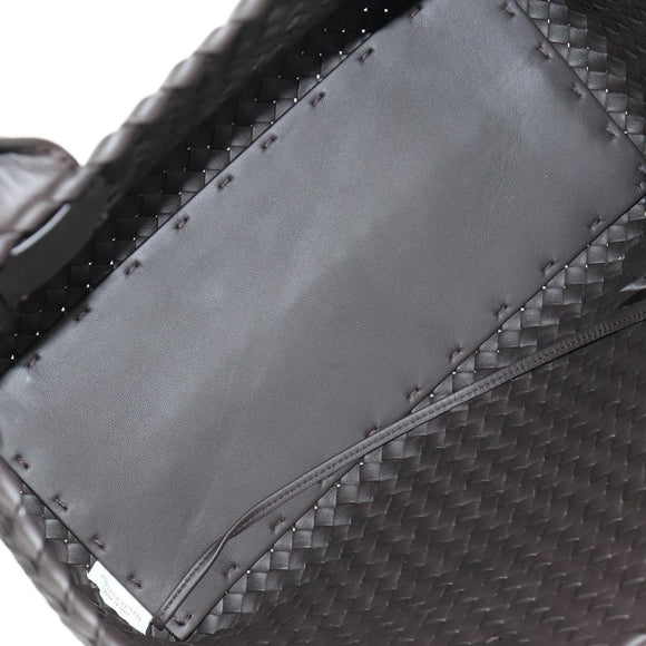 BOTTEGA VENETA INTRECCIATO Cabas PM Hand Bag Leather Dark Brown Auth am11893SM