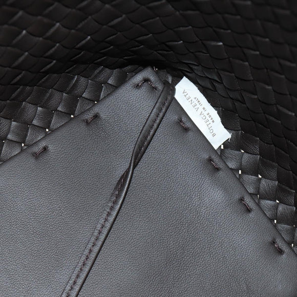 BOTTEGA VENETA INTRECCIATO Cabas PM Hand Bag Leather Dark Brown Auth am11893SM