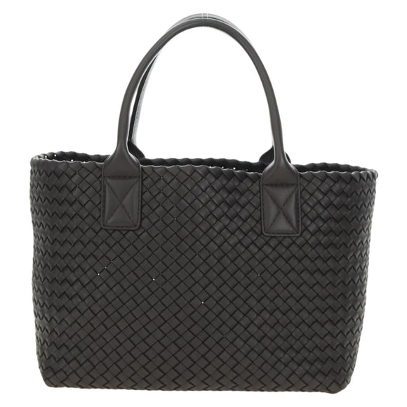 BOTTEGA VENETA INTRECCIATO Cabas PM Hand Bag Leather Dark Brown Auth am11893SM