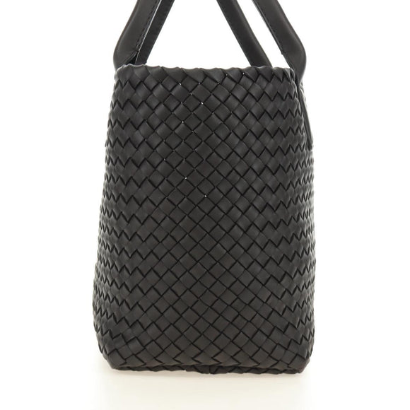 BOTTEGA VENETA INTRECCIATO Cabas PM Hand Bag Leather Dark Brown Auth am11893SM