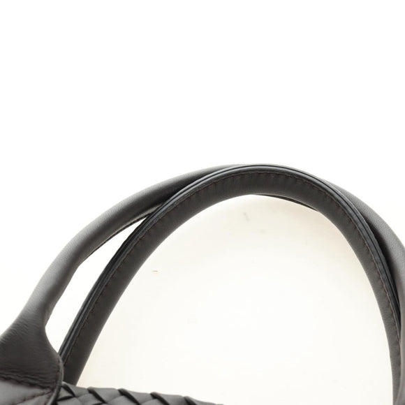 BOTTEGA VENETA INTRECCIATO Cabas PM Hand Bag Leather Dark Brown Auth am11893SM