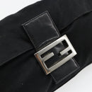 FENDI Mamma Baguette Shoulder Bag Cotton Jersey Black Silver Auth am11894A-19
