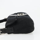 FENDI Mamma Baguette Shoulder Bag Cotton Jersey Black Silver Auth am11894A-4