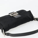 FENDI Mamma Baguette Shoulder Bag Cotton Jersey Black Silver Auth am11894A-6