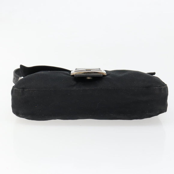FENDI Mamma Baguette Shoulder Bag Cotton Jersey Black Silver Auth am11894A