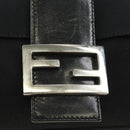 FENDI Mamma Baguette Shoulder Bag Cotton Jersey Black Silver Auth am11895V-16