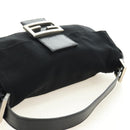 FENDI Mamma Baguette Shoulder Bag Cotton Jersey Black Silver Auth am11895V-6