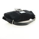 FENDI Mamma Baguette Shoulder Bag Cotton Jersey Black Silver Auth am11895V-7