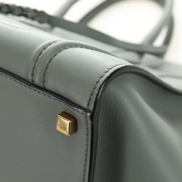 CELINE Luggage Small Square Phantom Hand Bag Leather Gray Gold Auth am11897M
