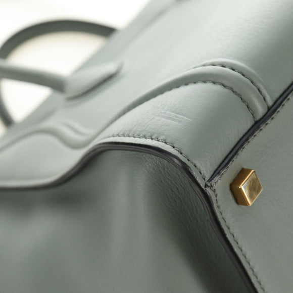 CELINE Luggage Small Square Phantom Hand Bag Leather Gray Gold Auth am11897M