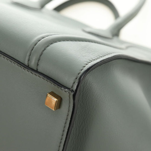 CELINE Luggage Small Square Phantom Hand Bag Leather Gray Gold Auth am11897M