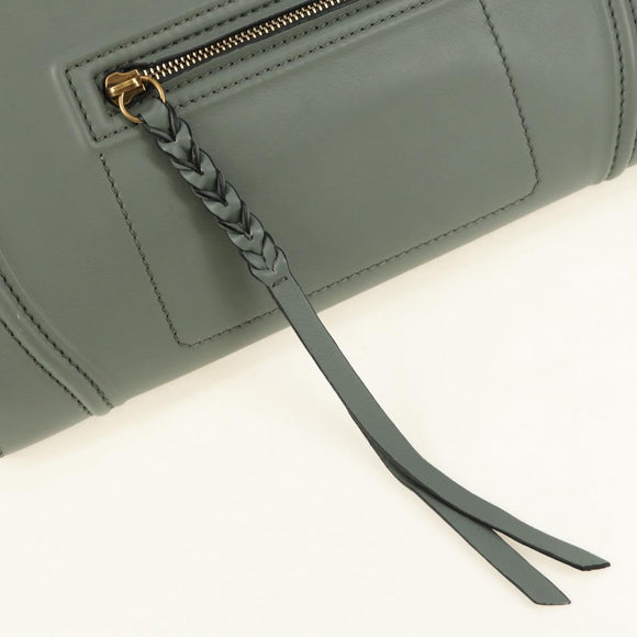 CELINE Luggage Small Square Phantom Hand Bag Leather Gray Gold Auth am11897M