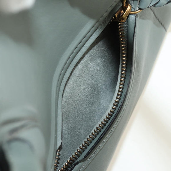 CELINE Luggage Small Square Phantom Hand Bag Leather Gray Gold Auth am11897M