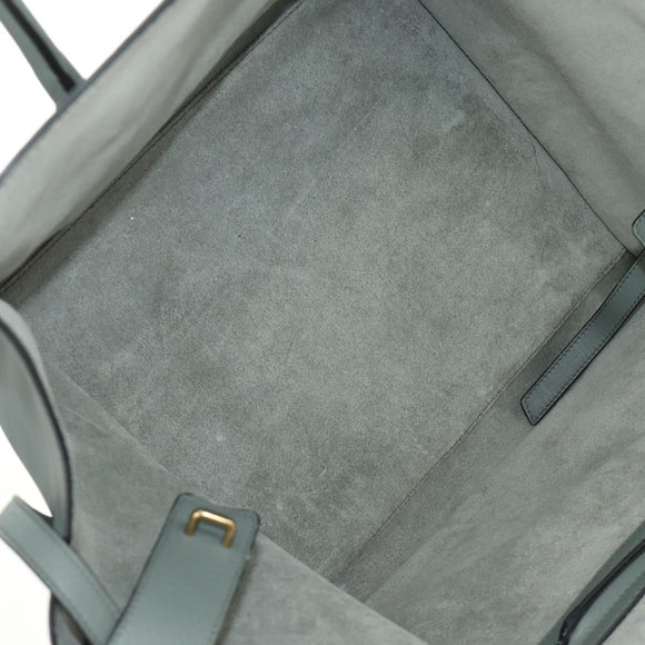 CELINE Luggage Small Square Phantom Hand Bag Leather Gray Gold Auth am11897M