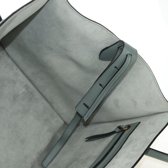 CELINE Luggage Small Square Phantom Hand Bag Leather Gray Gold Auth am11897M