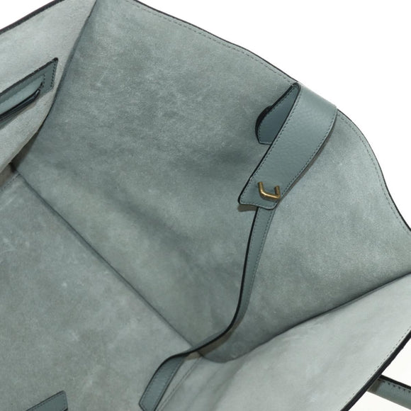 CELINE Luggage Small Square Phantom Hand Bag Leather Gray Gold Auth am11897M