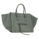 CELINE Luggage Small Square Phantom Hand Bag Leather Gray Gold Auth am11897M-1