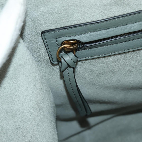 CELINE Luggage Small Square Phantom Hand Bag Leather Gray Gold Auth am11897M