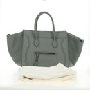 CELINE Luggage Small Square Phantom Hand Bag Leather Gray Gold Auth am11897M-12