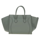 CELINE Luggage Small Square Phantom Hand Bag Leather Gray Gold Auth am11897M-2