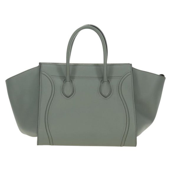 CELINE Luggage Small Square Phantom Hand Bag Leather Gray Gold Auth am11897M