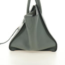 CELINE Luggage Small Square Phantom Hand Bag Leather Gray Gold Auth am11897M-3