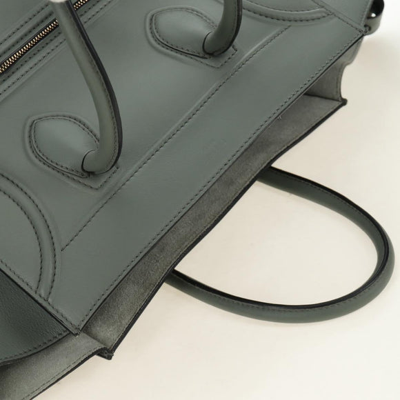 CELINE Luggage Small Square Phantom Hand Bag Leather Gray Gold Auth am11897M