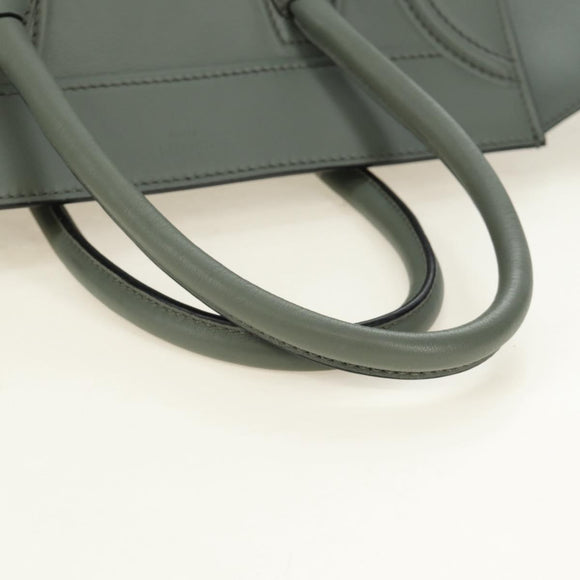 CELINE Luggage Small Square Phantom Hand Bag Leather Gray Gold Auth am11897M